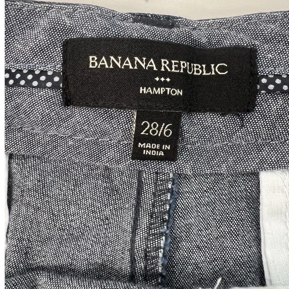 Banana Republic Hampton Tailored Chambray Shorts‎ Indigo Blue 6 Coastal Chic